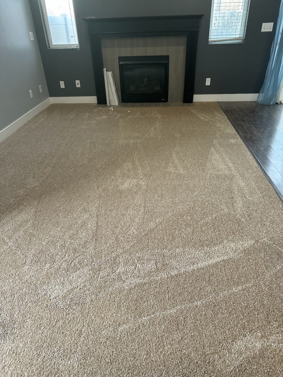 Carpet meets hardwood, clean transition